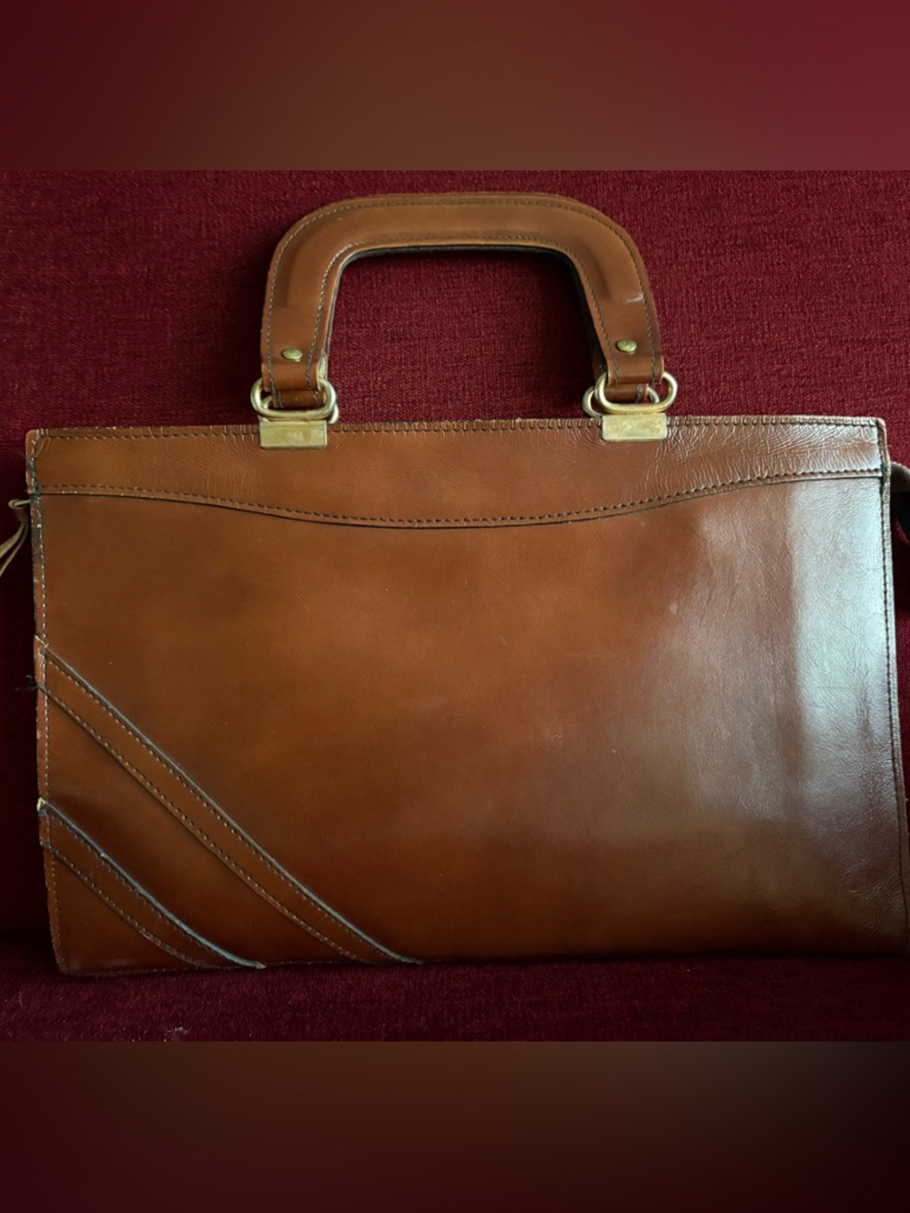 Vintage Slim Brown Leather Bag